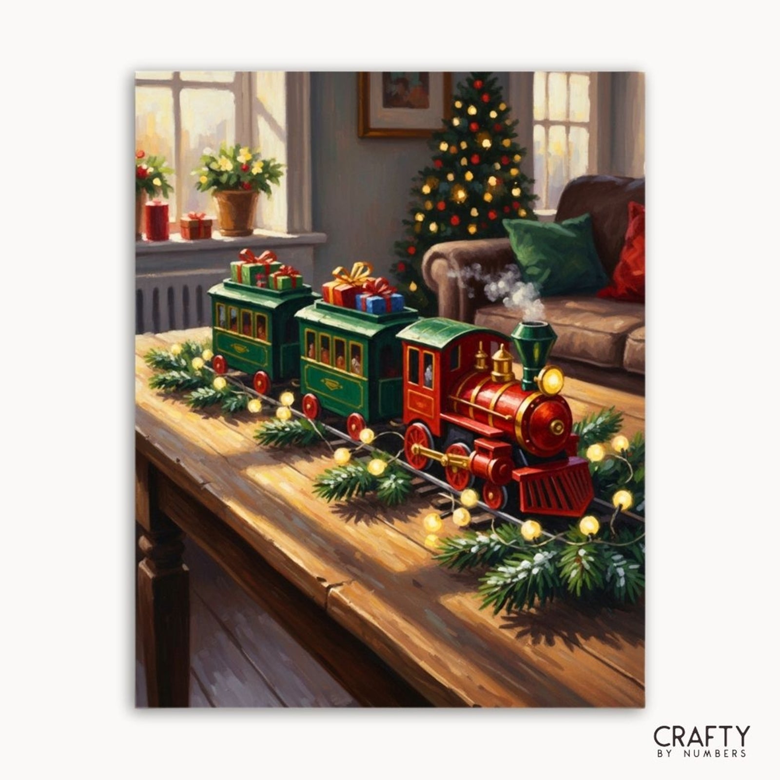 Santa’s Living Room Line paint by numbers artwork