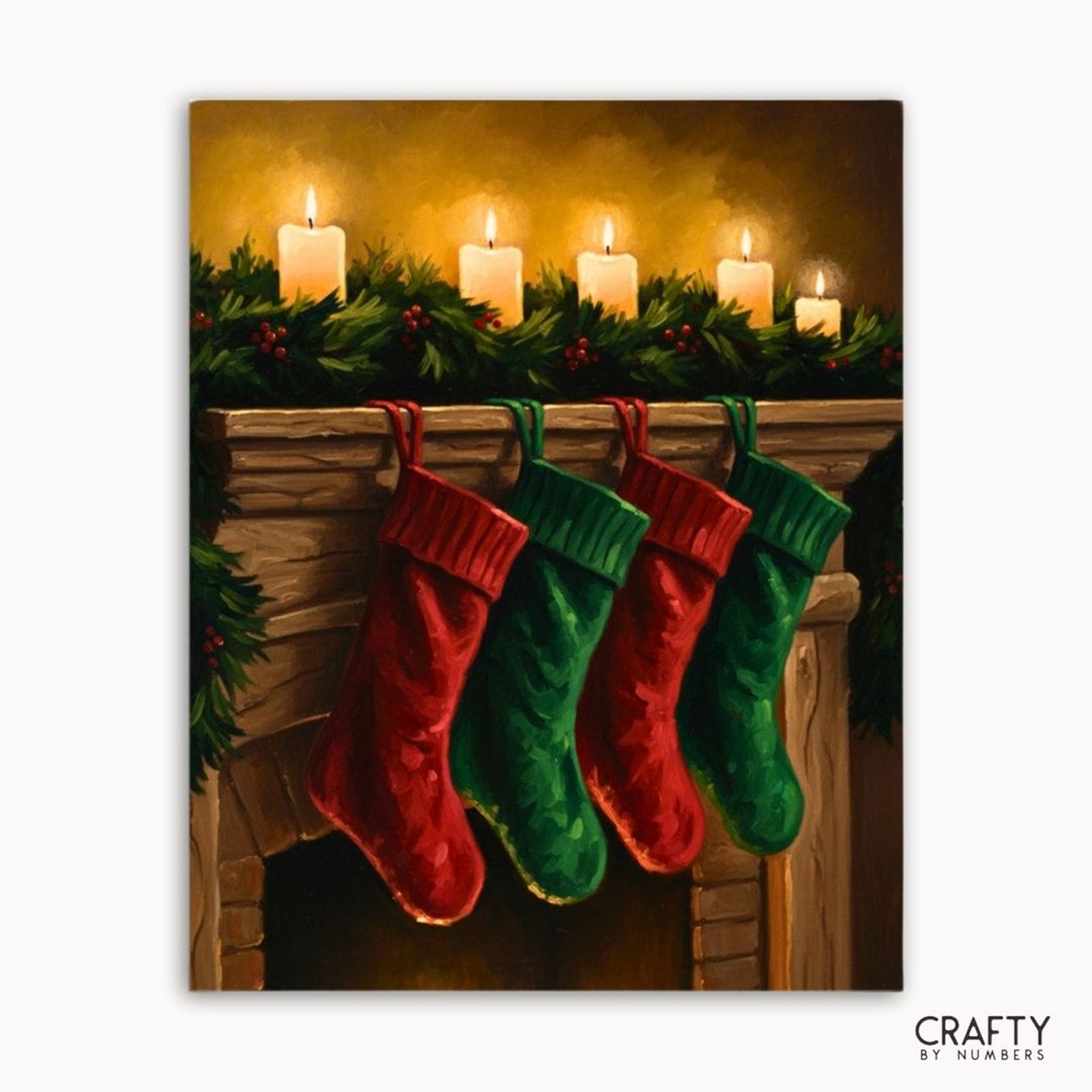 Four Stockings Hung paint by numbers artwork