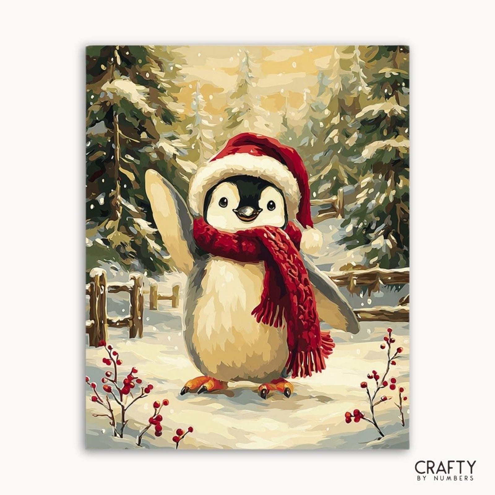 Penguin Greetings paint by numbers artwork