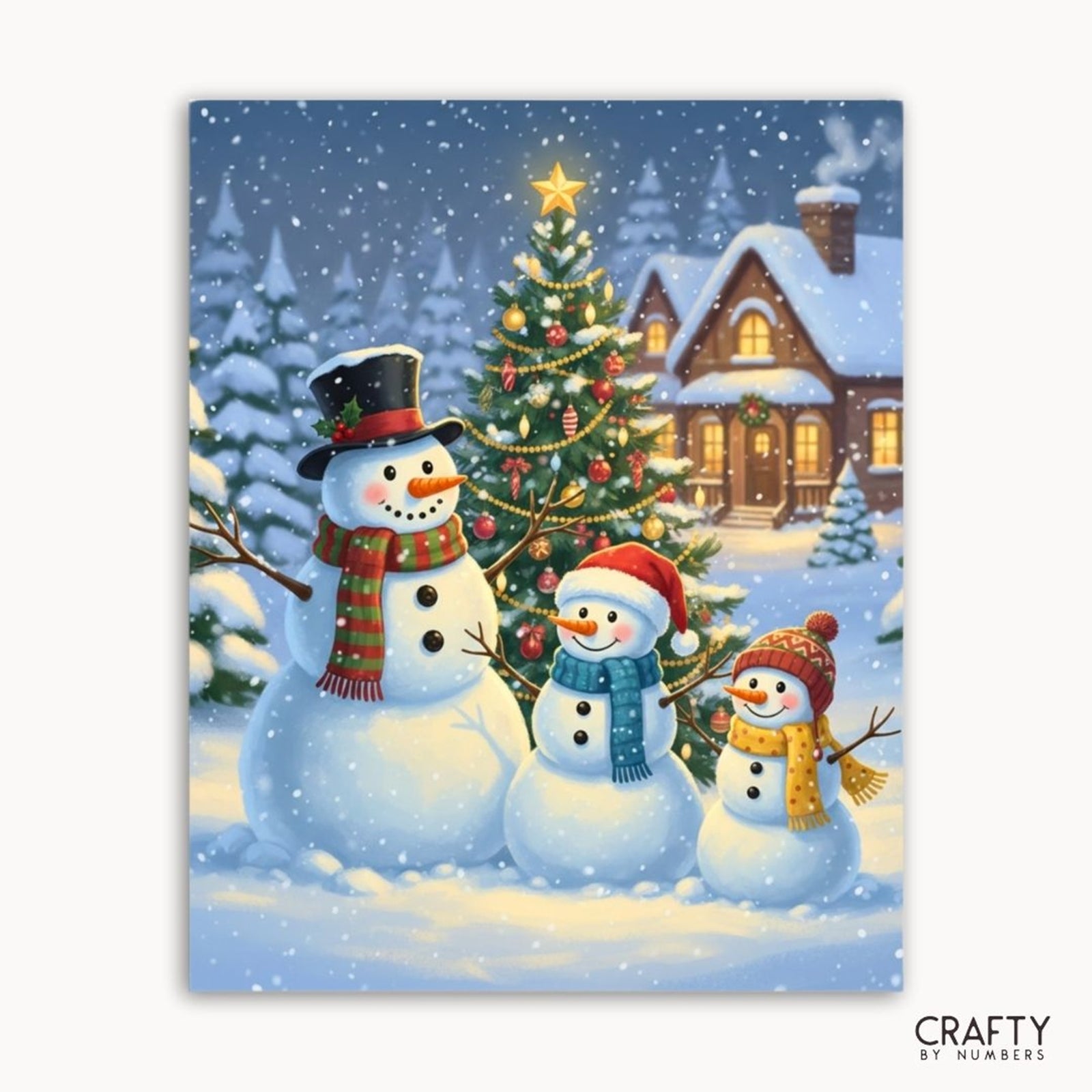 The Snowman Family Tree paint by numbers artwork