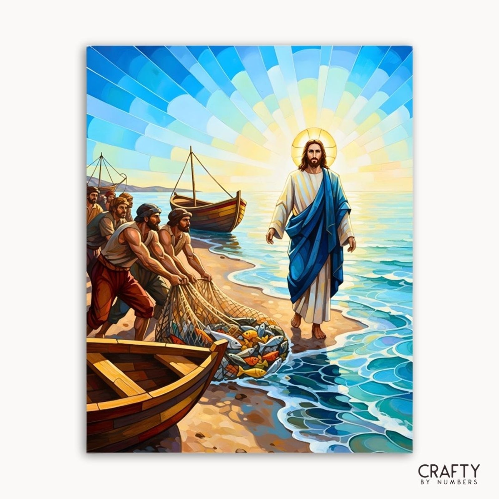 Jesus and the Fishermen paint by numbers artwork