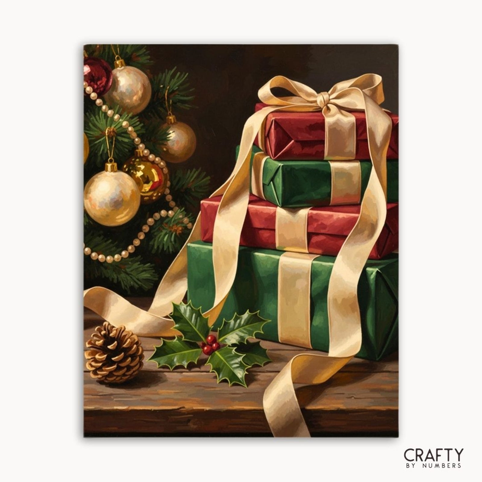 Gilded Gifts & Garland paint by numbers artwork