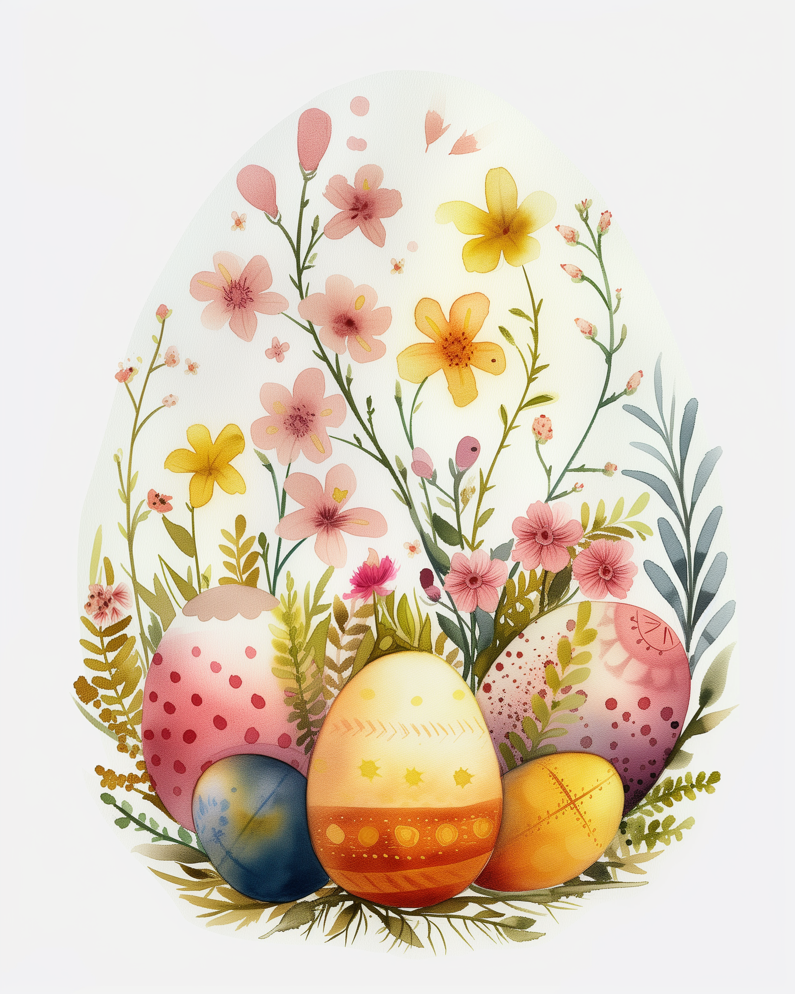 Un kit de peinture par numéros représentant des œufs de Pâques colorés et des fleurs printanières.