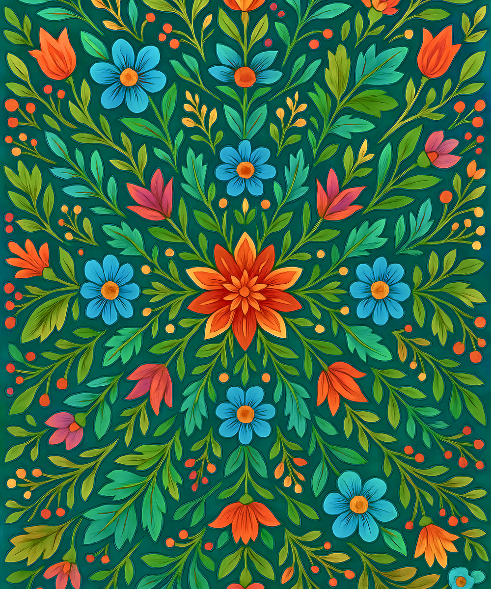 Close-up of the Floral Rhythm linen canvas showing detailed numbered sections for easy and precise painting