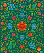 Close-up of the Floral Rhythm linen canvas showing detailed numbered sections for easy and precise painting