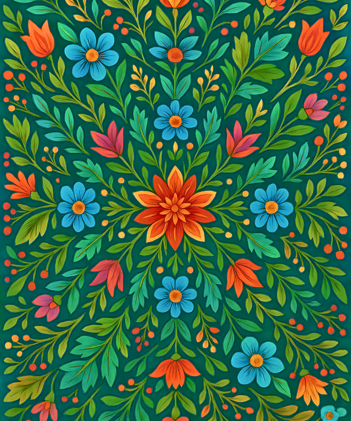 Close-up of the Floral Rhythm linen canvas showing detailed numbered sections for easy and precise painting