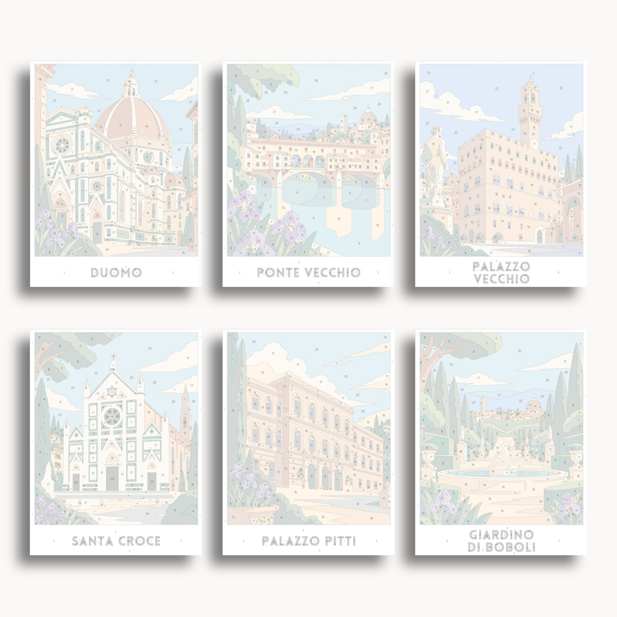 Florence travel poster mini paint by numbers collection