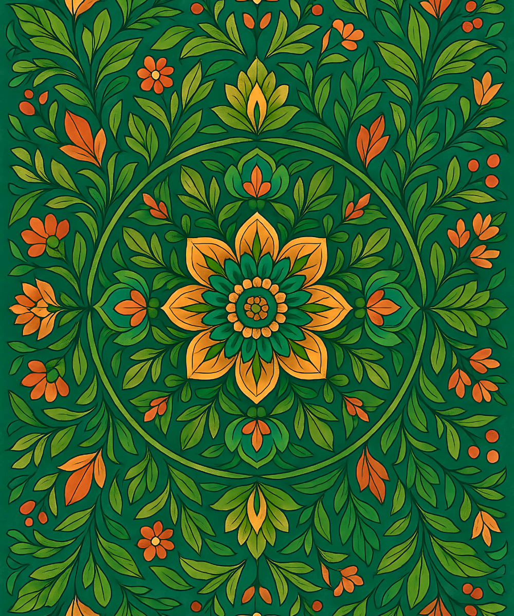 Close-up of the Forest Bloom Mandala linen canvas showing detailed numbered sections for easy and precise painting