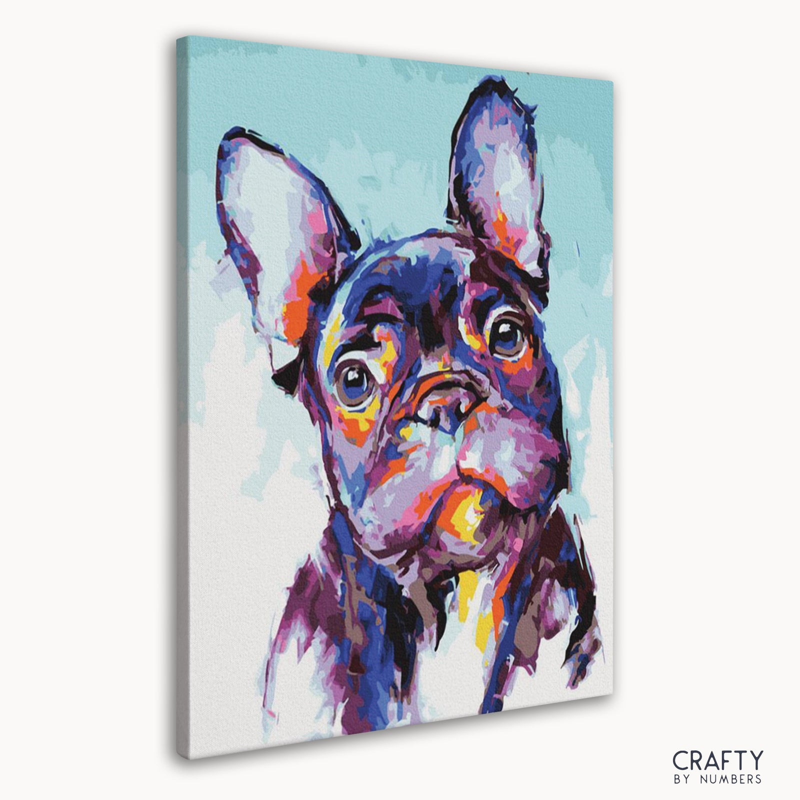Close-up detail of French Bulldog artwork