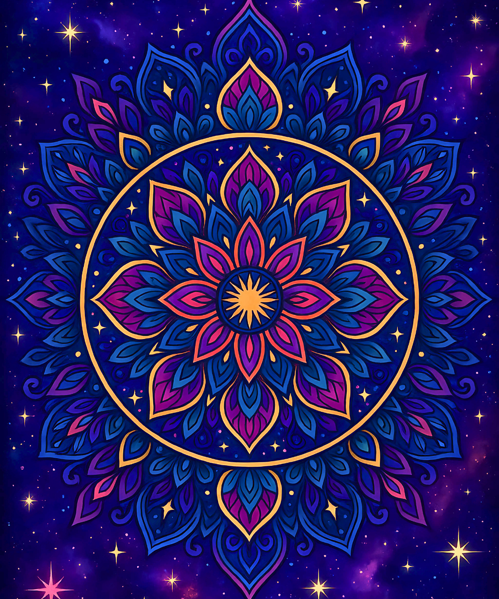 Close-up of the Galactic Bloom linen canvas displaying detailed numbered sections for easy paint application