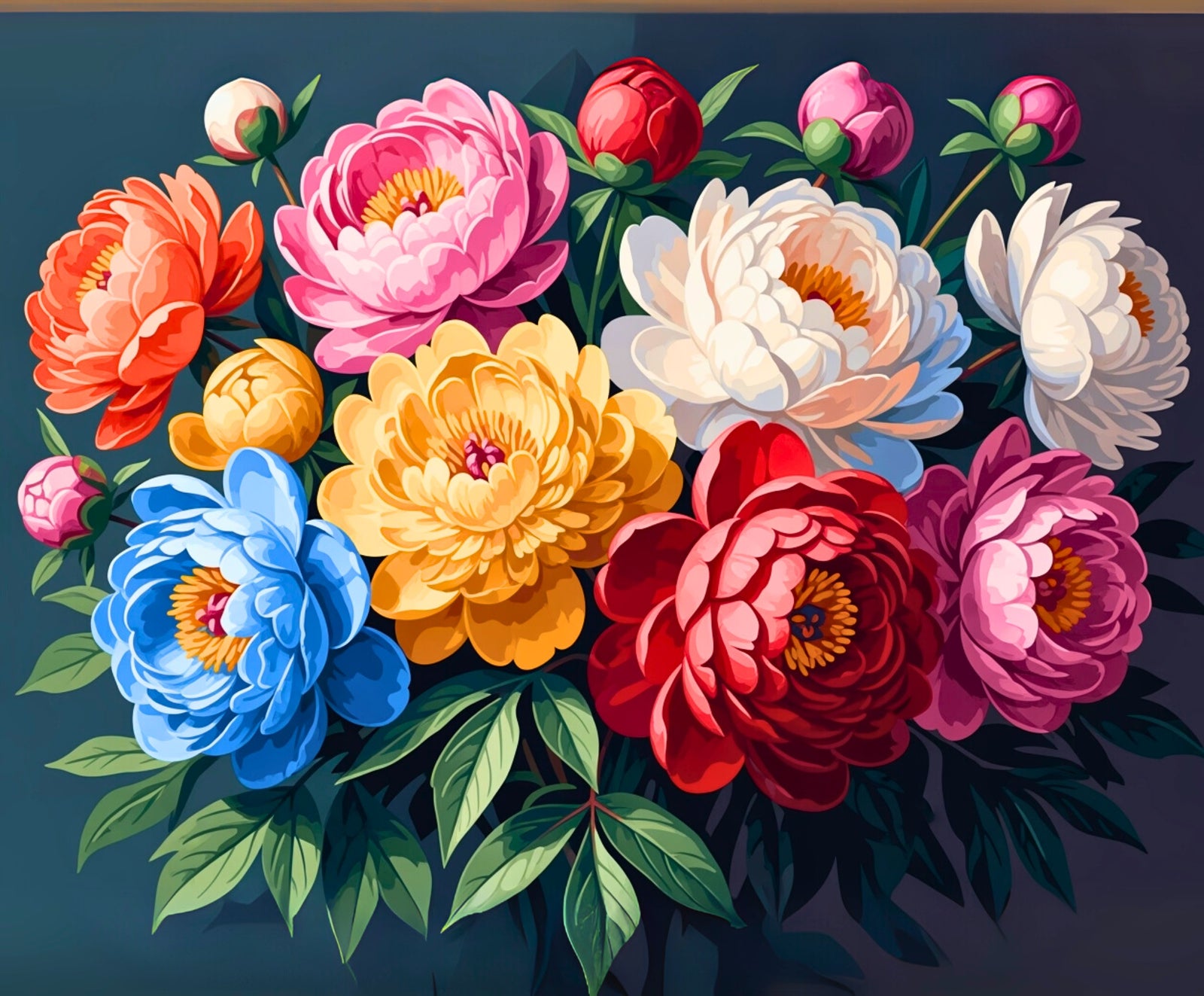Bunter Blumenstrauß auf dunklem Hintergrund
