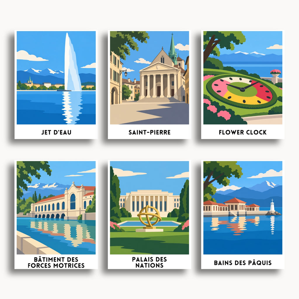 Geneva travel poster mini paint by numbers collection