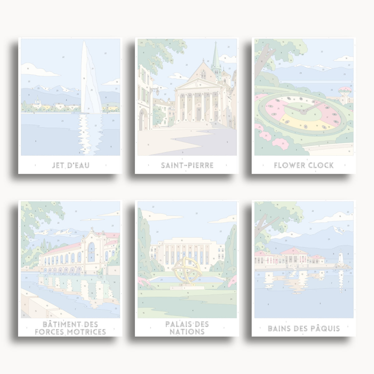 Geneva travel poster mini paint by numbers collection