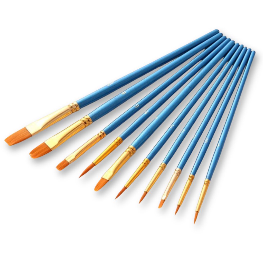 Close-up of Premium Paint Brushes (10-Pack) (Free Gift)