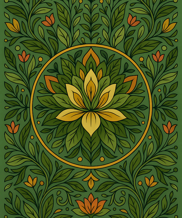 Close-up of the Golden Leaf Mandala linen canvas showing detailed numbered sections for easy and precise painting