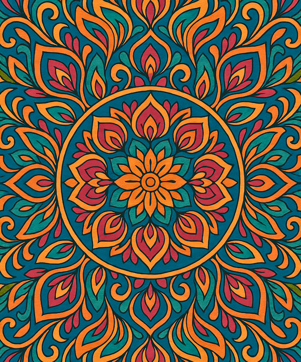 Close-up of the Golden Petals Mandala linen canvas showing detailed numbered sections for easy and precise painting