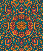 Close-up of the Golden Petals Mandala linen canvas showing detailed numbered sections for easy and precise painting