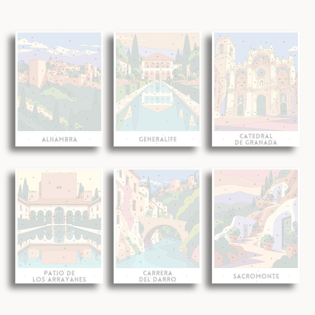 Granada travel poster mini paint by numbers collection