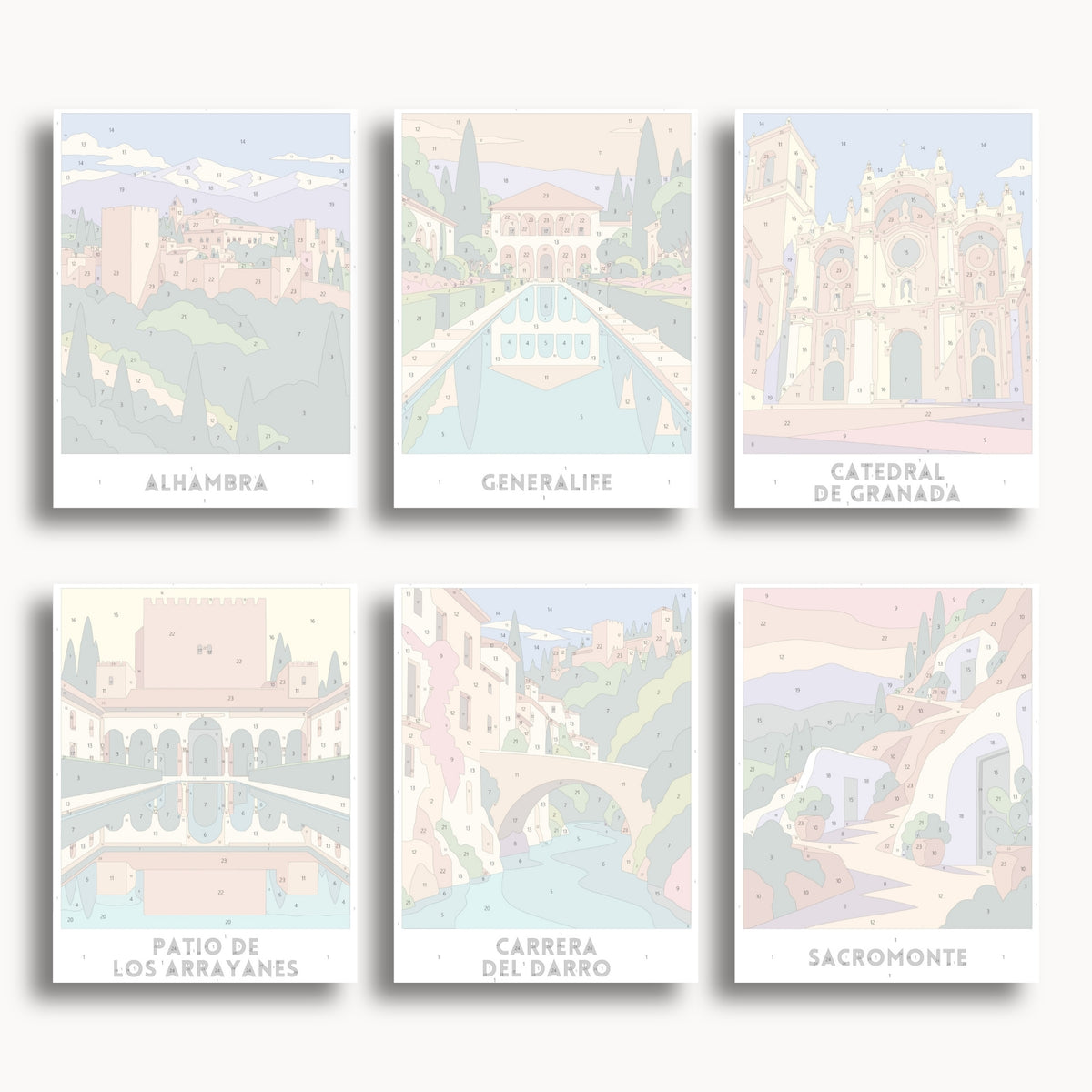 Granada travel poster mini paint by numbers collection