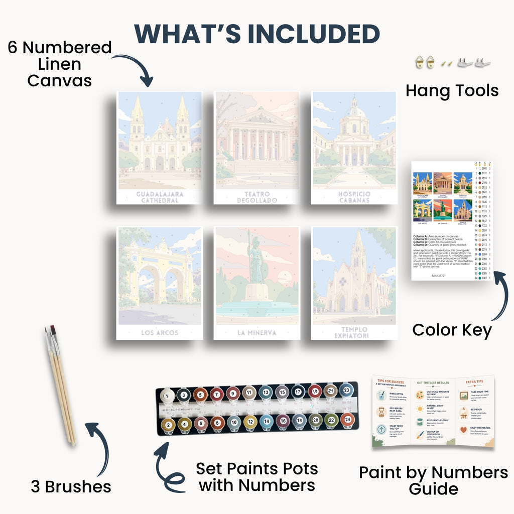 Guadalajara travel poster mini paint by numbers collection