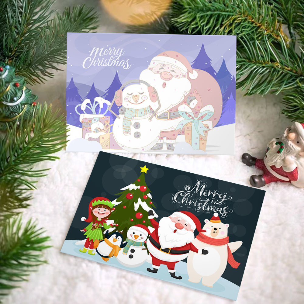 Paint by numbers holiday greetings kit, perfect for DIY Christmas decorations.