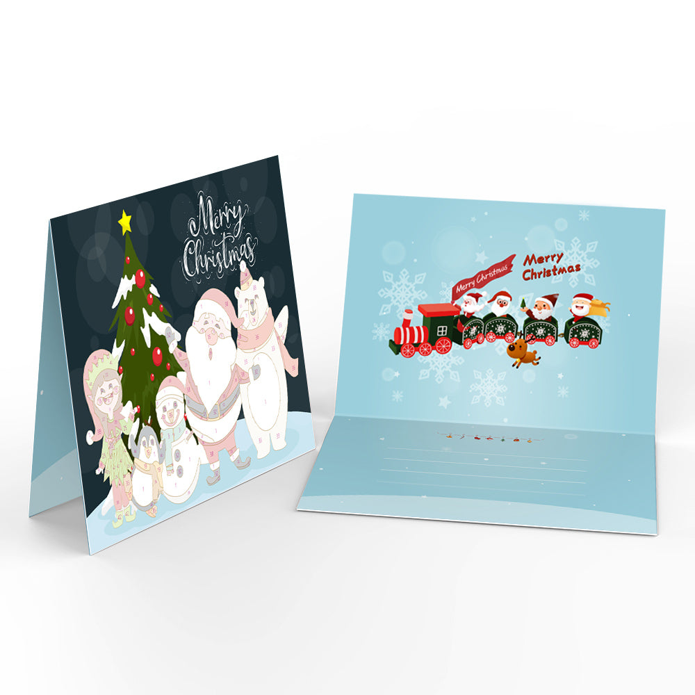 DIY seasonal greeting cards set of 6 with Christmas paint by numbers artwork.