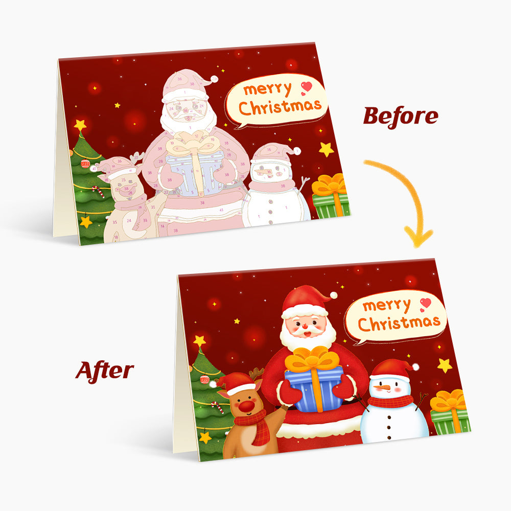 Creative holiday greetings paint kit with DIY Christmas card painting designs.