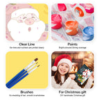 Festive DIY art set with six seasonal paint by numbers greeting card designs.