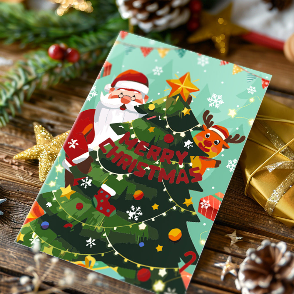 Holiday craft paint by numbers art kit showcasing Santa greetings for wall décor.