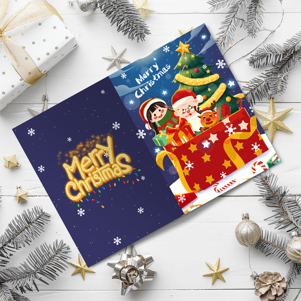 Kit de peinture de Noël DIY avec des illustrations du Père Noël, parfait pour la décoration des fêtes.