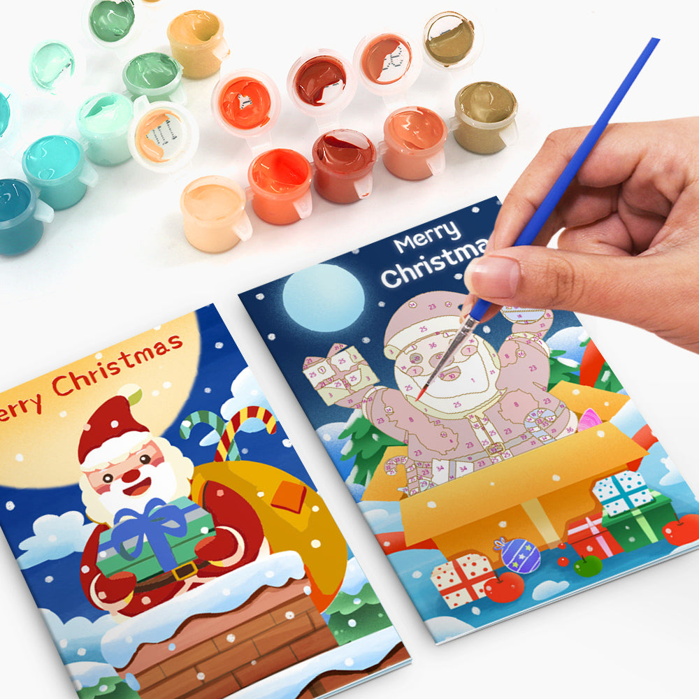 Holiday paint by numbers art kit with Santa Claus, great for Christmas wall décor.