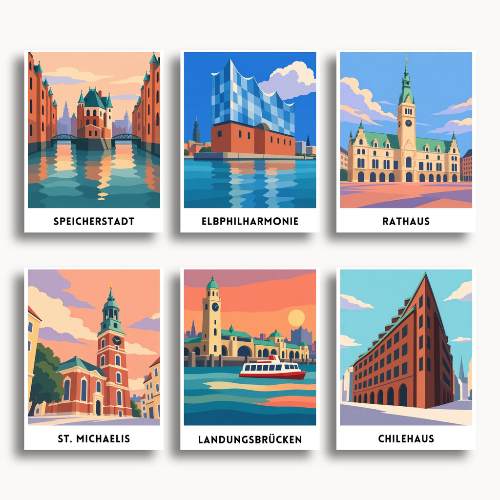 Hamburg travel poster mini paint by numbers collection