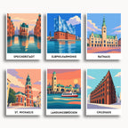 Hamburg travel poster mini paint by numbers collection