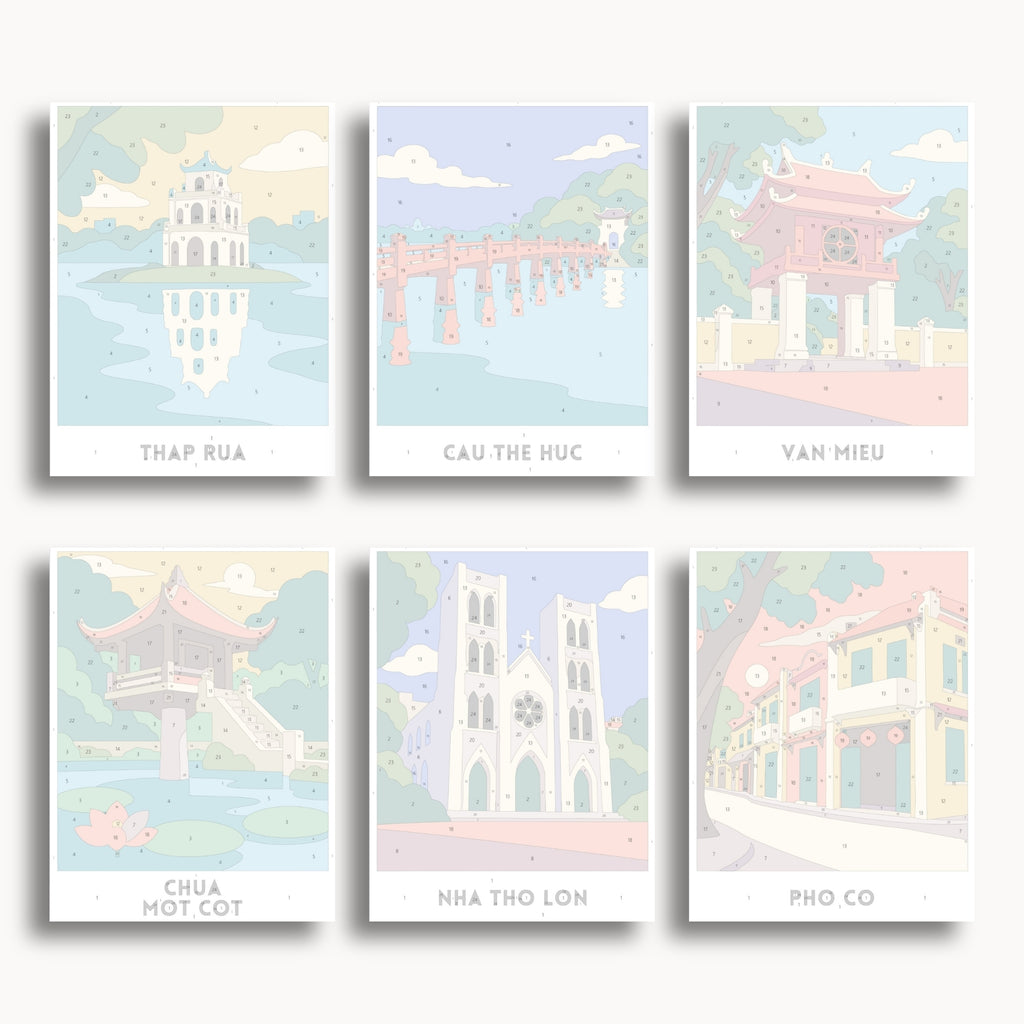 Hanoi travel poster mini paint by numbers collection