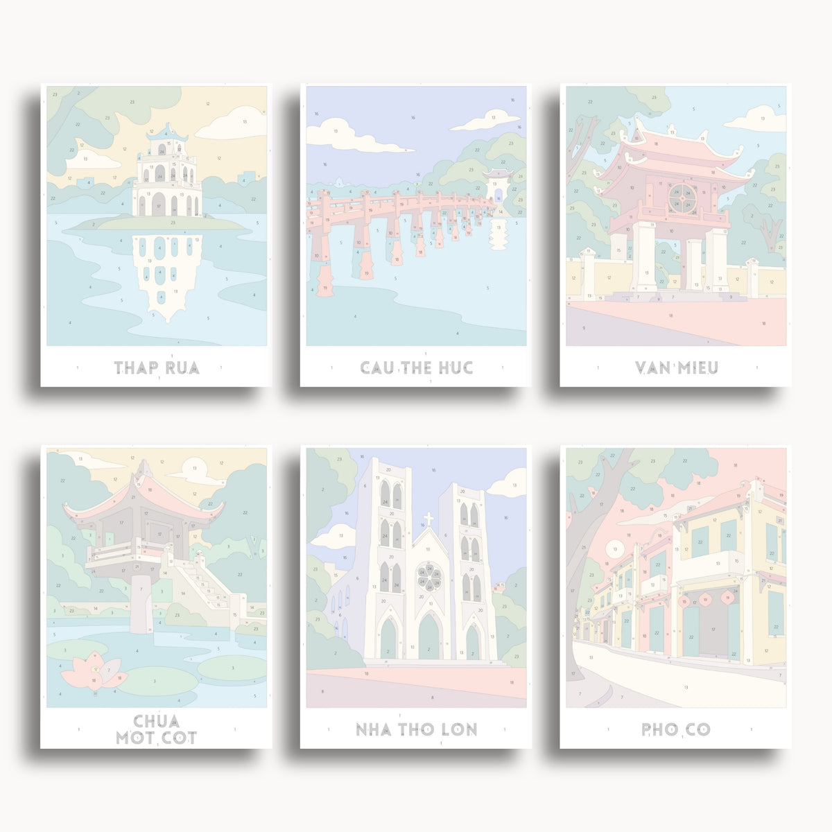 Hanoi travel poster mini paint by numbers collection
