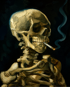 Head Of A Skeleton With A Burning Cigarette