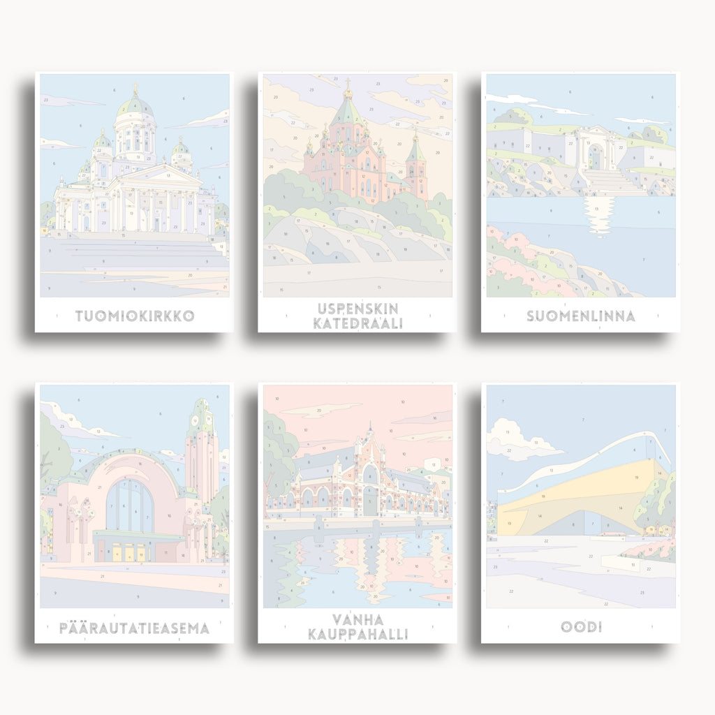 Helsinki travel poster mini paint by numbers collection