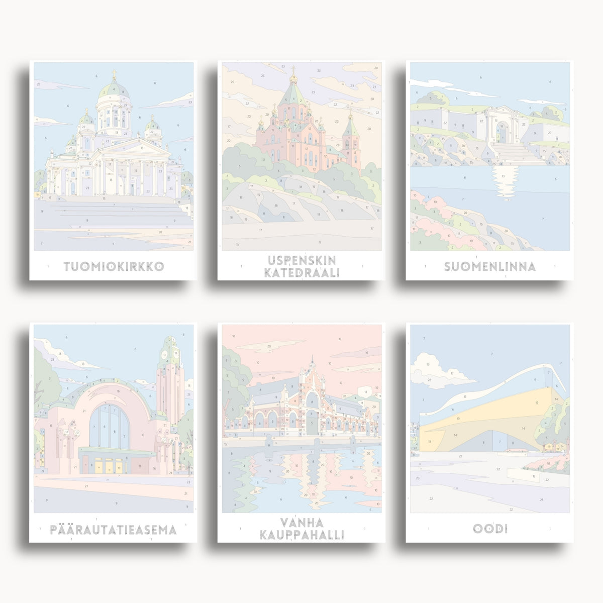 Helsinki travel poster mini paint by numbers collection