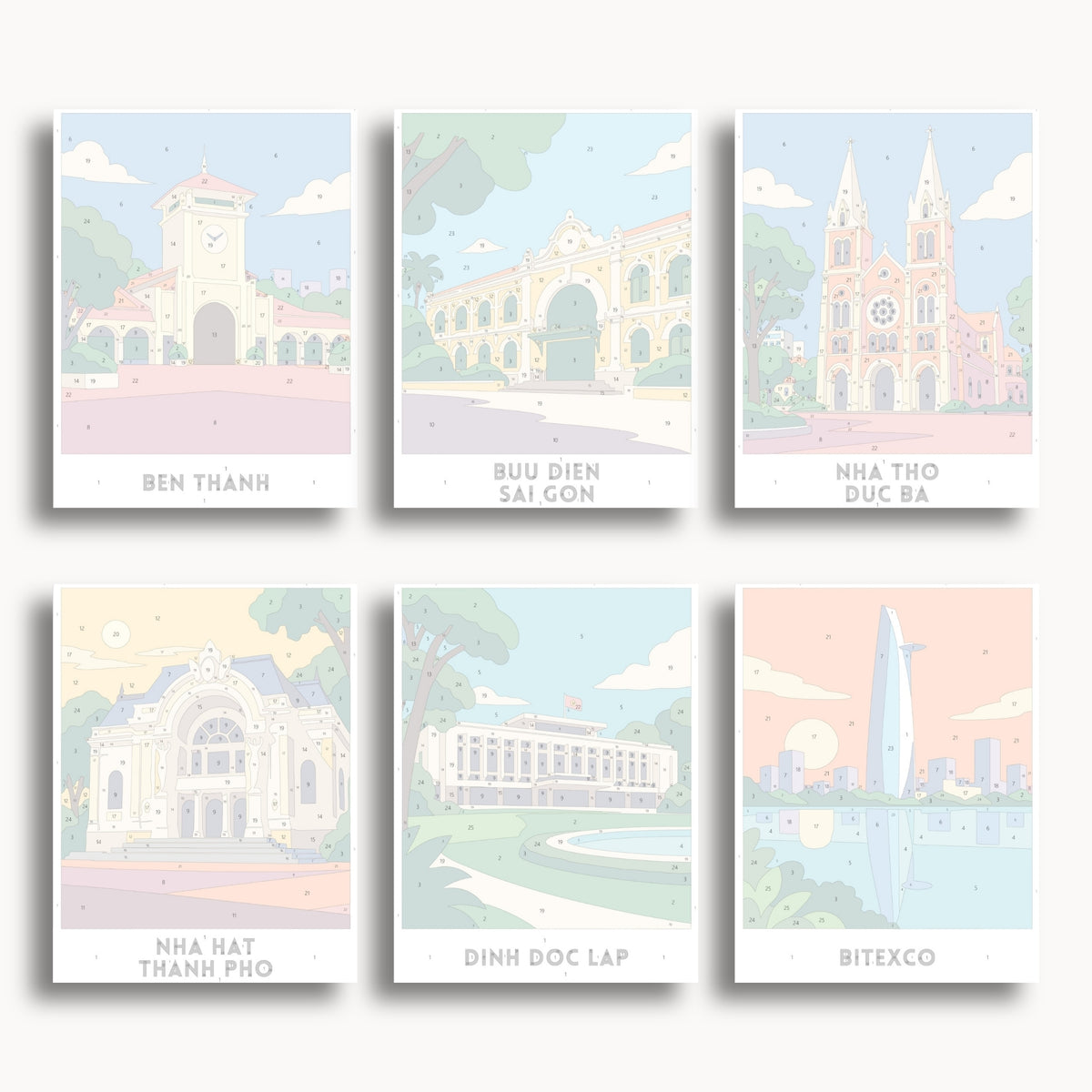 Ho Chi Minh City travel poster mini paint by numbers collection