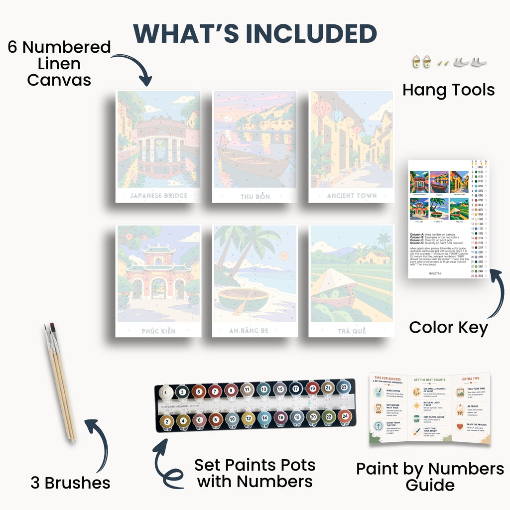 Hoi An travel poster mini paint by numbers collection