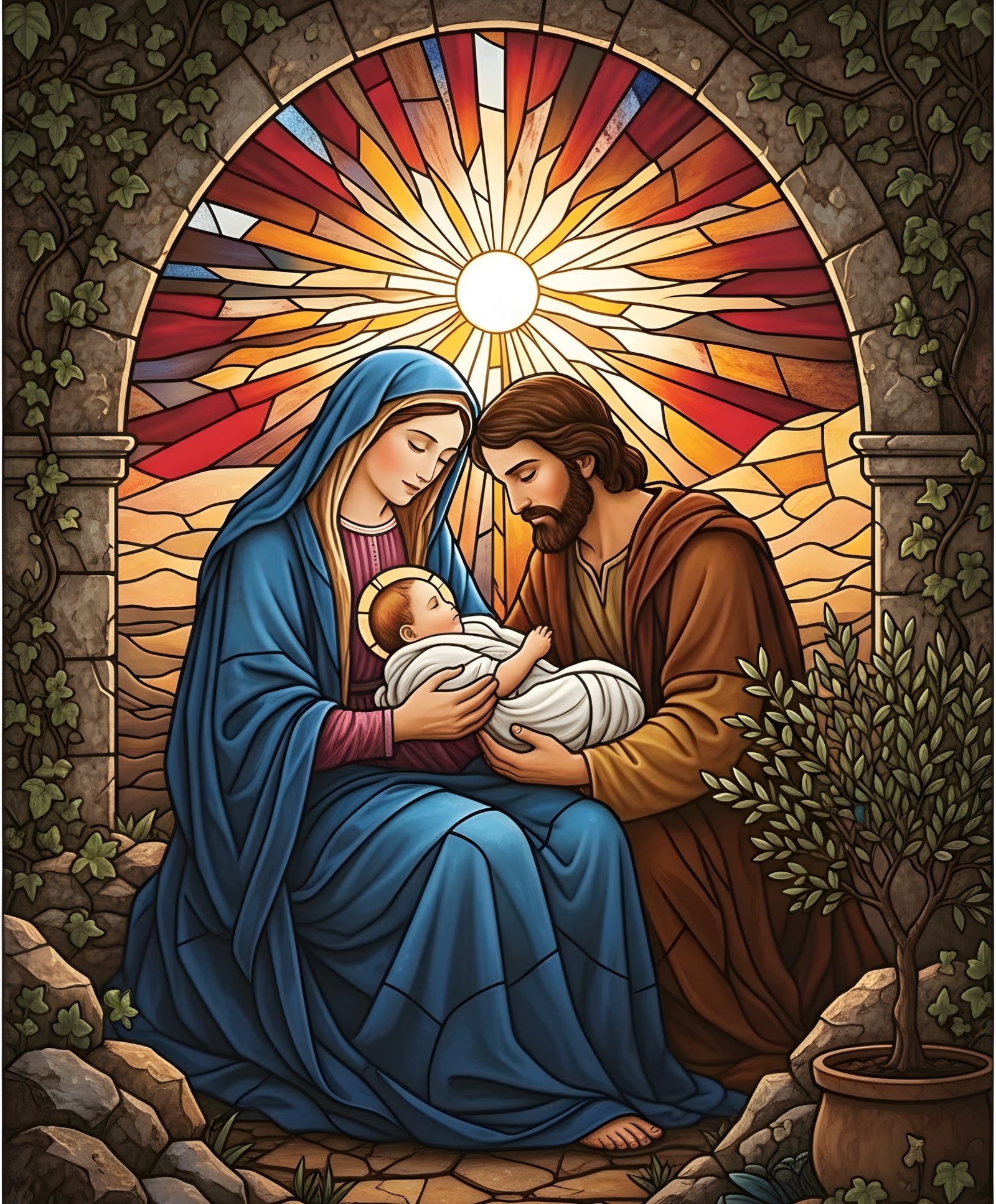Holy Family paint by numbers artwork