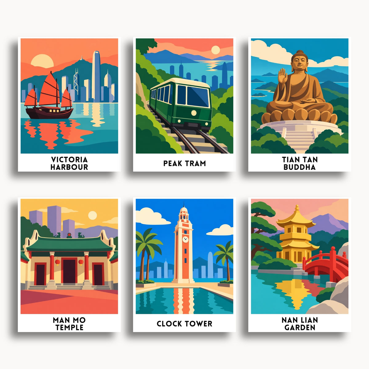 Hong Kong travel poster mini paint by numbers collection