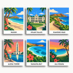 Honolulu travel poster mini paint by numbers collection