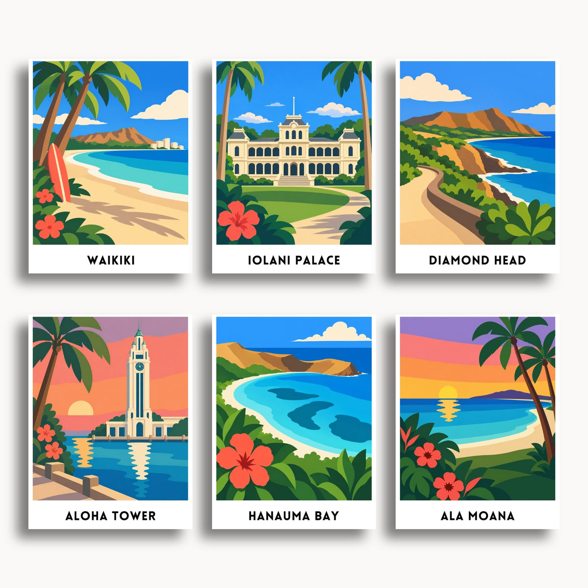 Honolulu travel poster mini paint by numbers collection