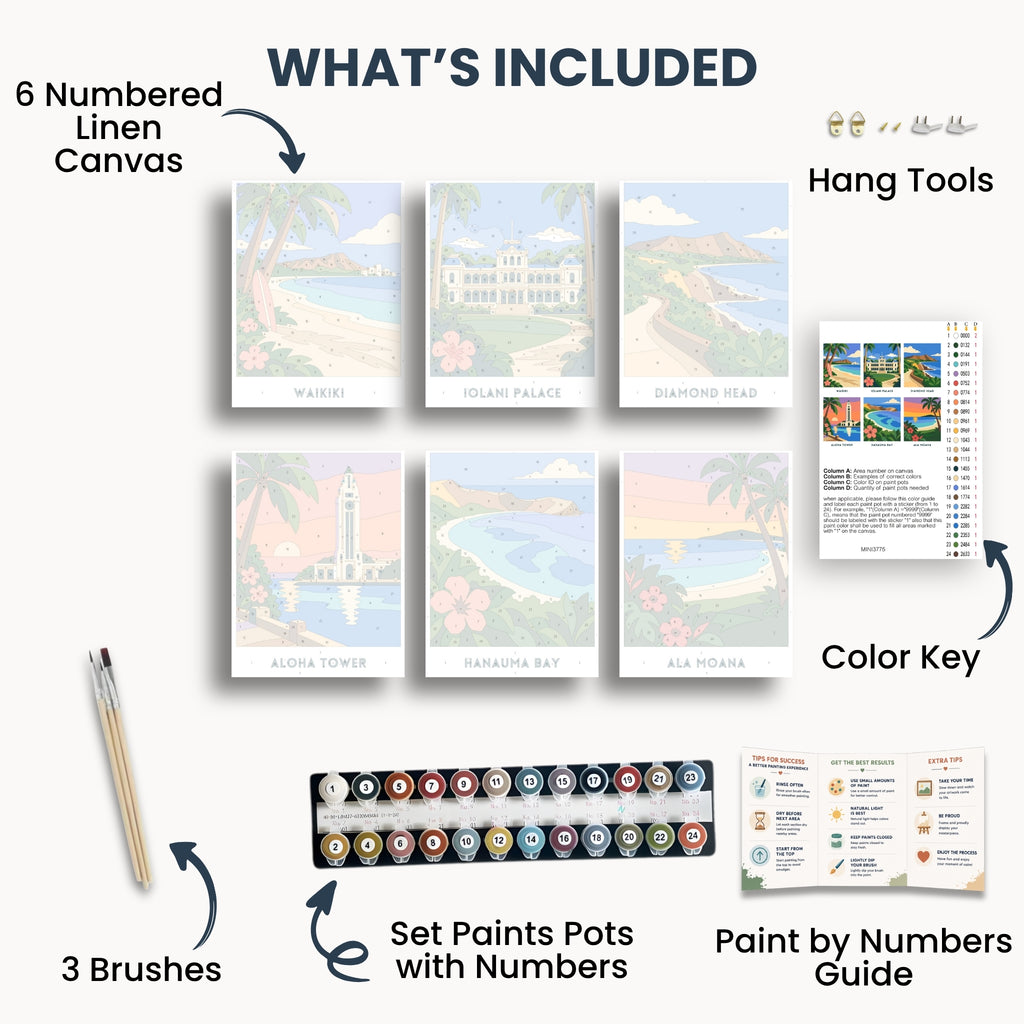 Honolulu travel poster mini paint by numbers collection