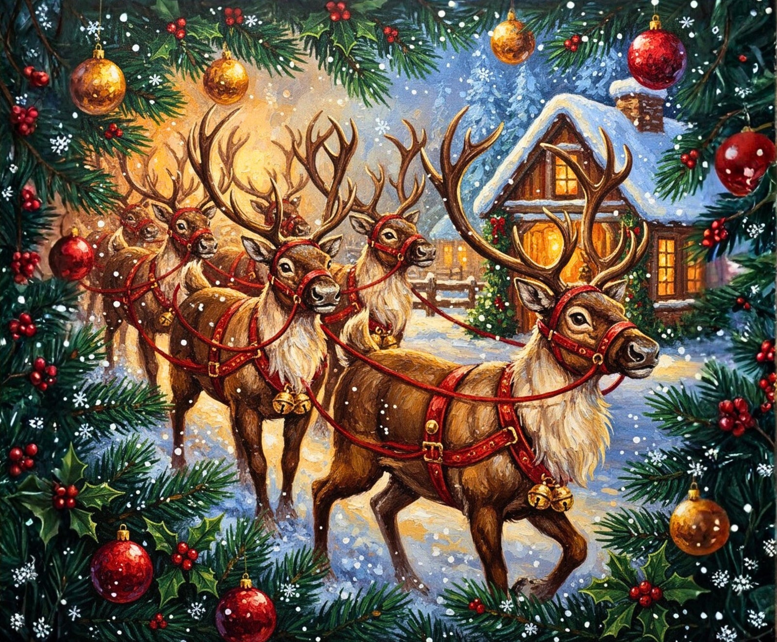 Hooves Before Christmas paint by numbers artwork