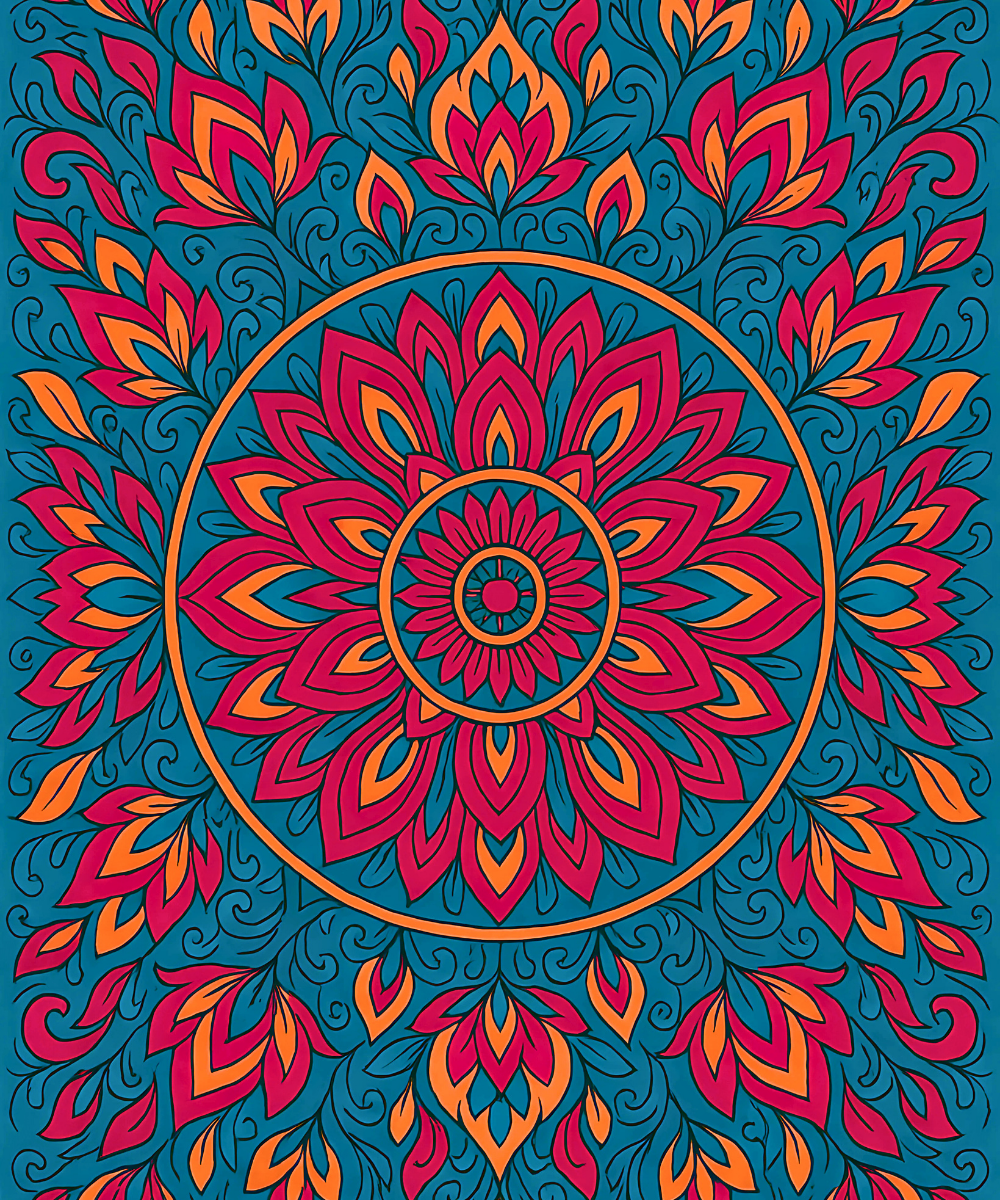 Close-up of the Inner Ember Mandala linen canvas showing detailed numbered sections for easy and precise painting