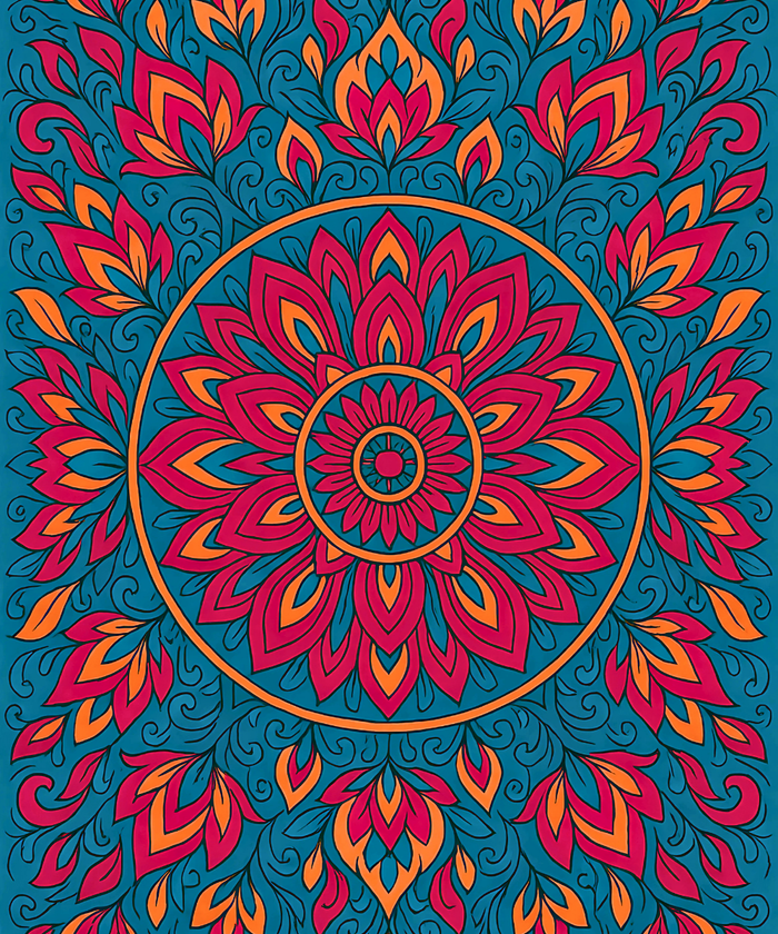 Close-up of the Inner Ember Mandala linen canvas showing detailed numbered sections for easy and precise painting