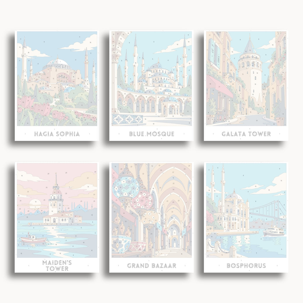 Istanbul travel poster mini paint by numbers collection