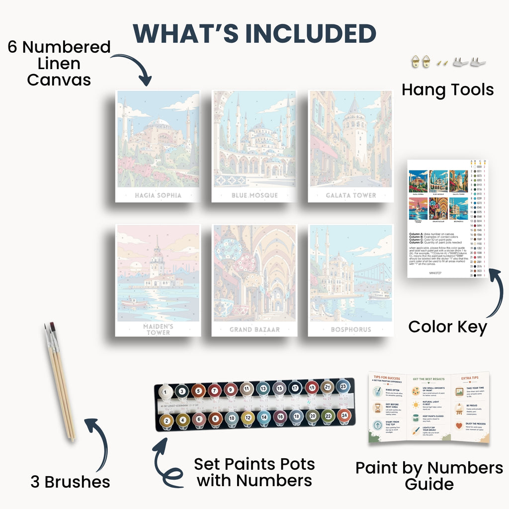 Istanbul travel poster mini paint by numbers collection